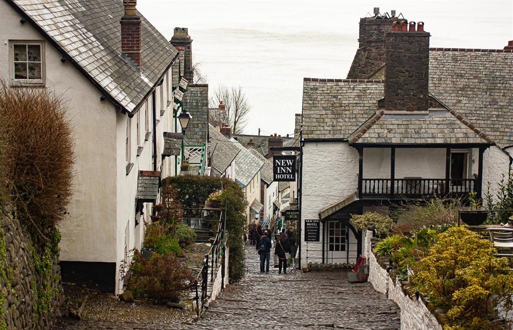 Reference photograph of a coastal village hotel street in Clovelly